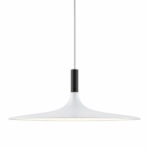 Aplomb minimalist white pendant light with wide disc shade