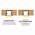 Arclux-Natt non-flanged LED aluminium profile compared with flanged profile