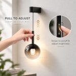 Lunaris glass ball pendant wall light with adjustable height and hand-wave sensor control