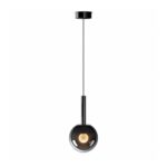 Lunaris smoky grey glass ball pendant light with black ceiling mount