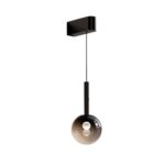 Lunaris smoky grey glass ball pendant wall light with black wall mount