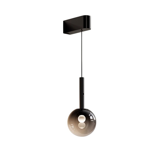 Lunaris Smoky Grey Glass Ball Pendant Wall Light Lunaris smoky grey glass ball pendant wall light with black wall mount