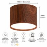 Walnut surface mount downlight with 100mm diameter, 75mm height, 12W LED and 3CCT selectable lighting