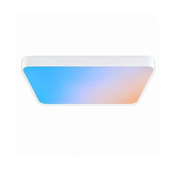 Surface mount White square LED skylight with blue, purple and warm orange lighting